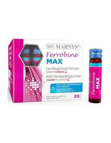 Ferrobine Max  (Bisglicinato + Zinc + Vit B)  20 Vilales X10Ml                                           Marnys