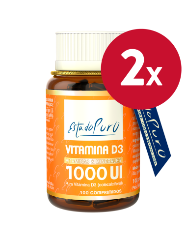 Pack 2 Unidades Vitamina D3 1000Ui 100 Comprimidos Estado Puro de Tongil