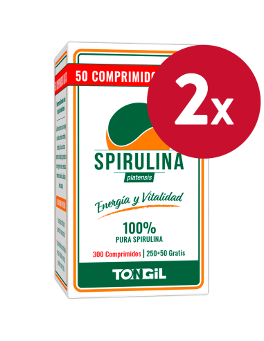 Pack 2 Unidades Spirulina 300 Comprimidos de Tongil.