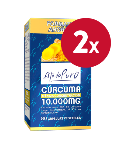 Pack 2 Unidades Curcuma 10.000Mg. 80Cap. Estado Puro de Tong