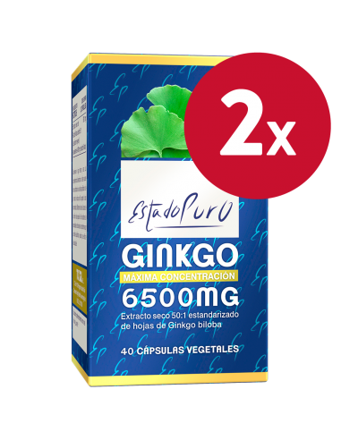 Pack 2 Unidades Ginkgo 6500Mg. 40Cap. Estado Puro de Tongil.