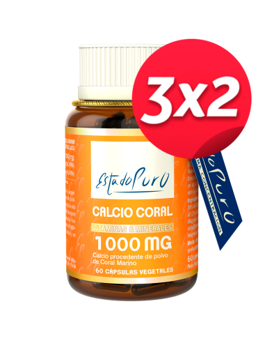 Pack 3X2 Calcio Coral 1000Mg. 60Cap. Estado Puro de Tongil..