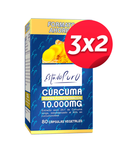 Pack 3X2 Curcuma 10.000Mg. 80Cap. Estado Puro de Tongil..