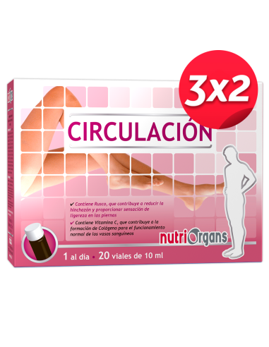 Pack 3X2 Nutriorgans Circulacion 20 Ampollas de Tongil..