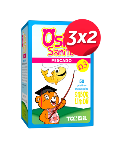 Pack 3X2 Osito Sanito Pescado Omega 3 50 Gelatinas Mast. de