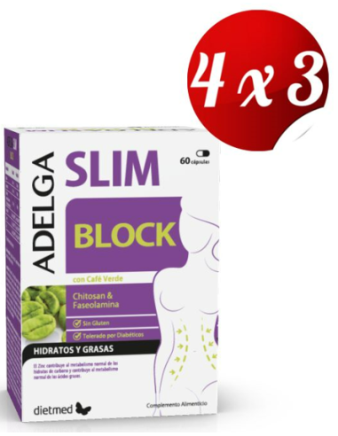 Pack 4x3 uds Adelgaslim Block 60 Capsulas De Dietmed