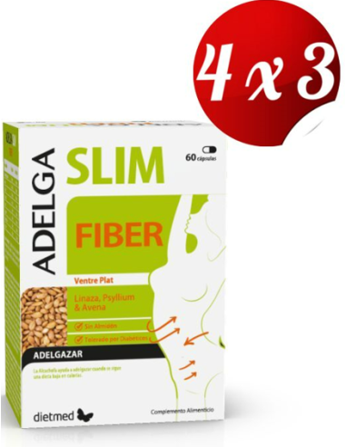 Pack 4x3 uds Adelgaslim Fiber   60 Capsulas De Dietmed