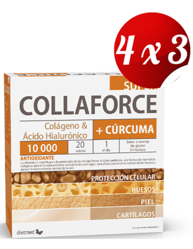 Pack 4x3 uds Collaforce Super 10.000 + Curcuma  20 X 12,5G Sobres De Dietmed