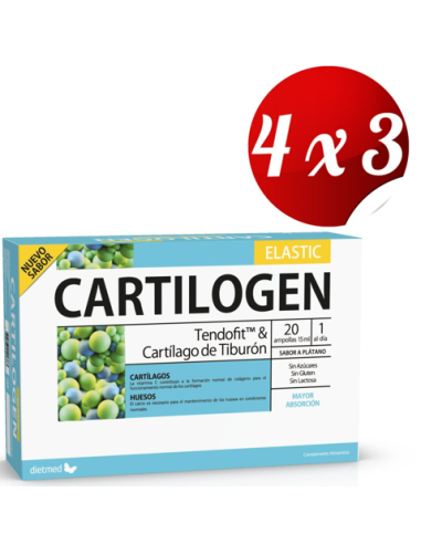 Pack 4x3 uds Cartilogen Elastic 20 X 15 Ml Ampollas De Dietmed