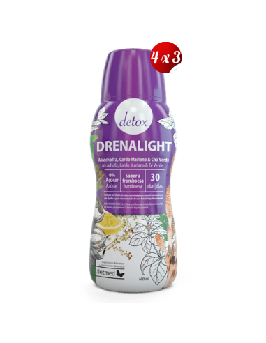 Pack 4x3 uds Drenalight Detox Solución Oral 600 Ml De Dietmed