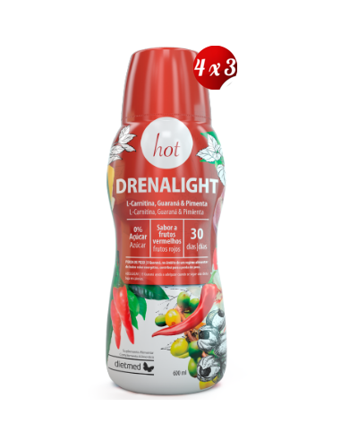 Pack 4x3 uds Drenalight Hot  Solución Oral  600 Ml De Dietmed