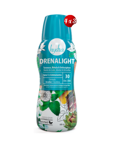 Pack 4x3 uds Drenalight Hydra Solución Oral600 Ml De Dietmed