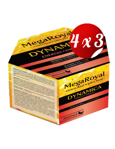 Pack 4x3 uds Megaroyal Dynamica  20 X 15 Ml Ampollas De Dietmed