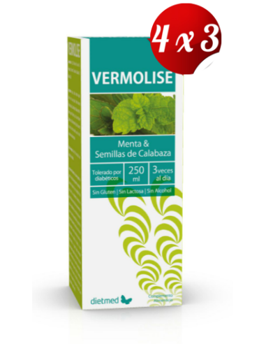 Pack 4x3 uds Vermolise Solución 250 Ml De Dietmed