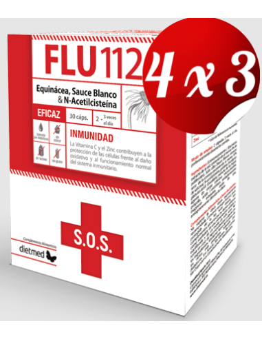 Pack 4x3 uds Flu 112  30 Capsulas De Dietmed