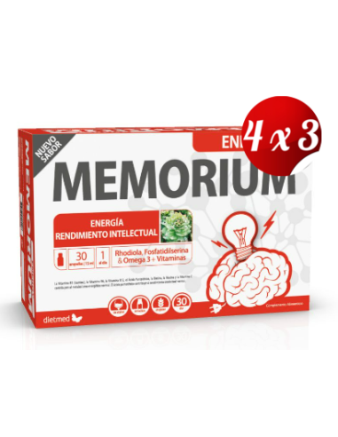 Pack 4x3 uds Memorium Energy  30 X 15 Ml Ampollas De Dietmed