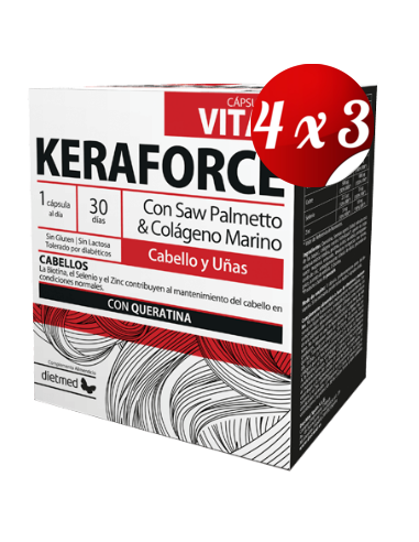 Pack 4x3 uds Keraforce Vital  30 Capsulas De Dietmed