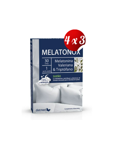 Pack 4x3 uds Melatonox 30 Comprimidos De Dietmed