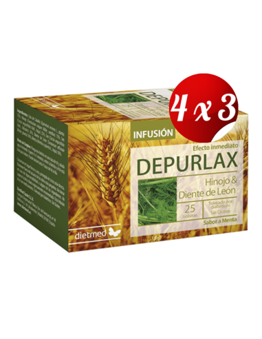 Pack 4x3 uds Depurlax Infusión Bolsitas  25 Capsulas De Dietmed