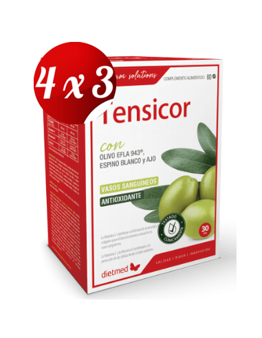 Pack 4x3 uds Tensicor  60 Comprimidos De Dietmed