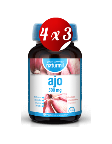 Pack 4x3 uds Ajo 500 Mg Perlas 120 Capsulas De Dietmed