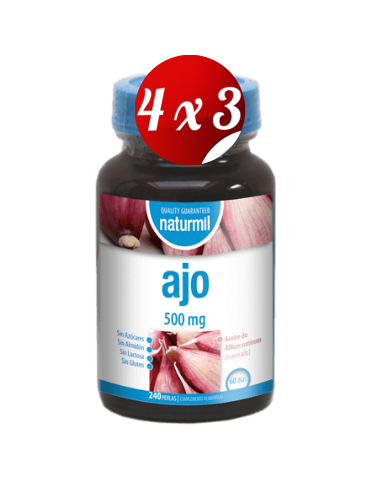 Pack 4x3 uds Ajo 500 Mg Perlas 240 Capsulas De Dietmed