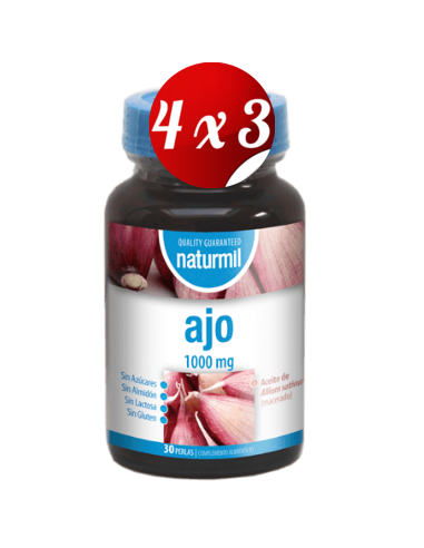 Pack 4x3 uds Ajo 1000 Mg Perlas 30 Capsulas De Dietmed