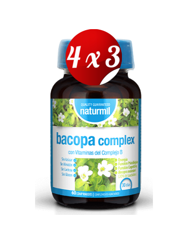 Pack 4x3 uds Bacopa Complex 300 Mg  60 Comprimidos De Dietmed