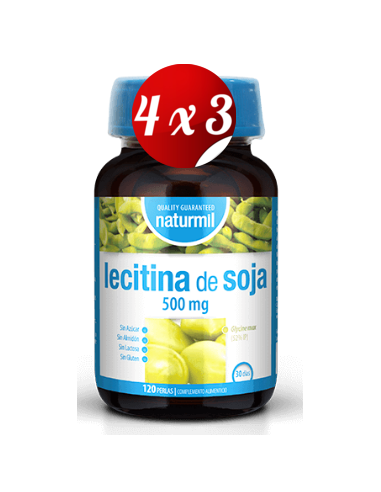 Pack 4x3 uds Lecitina De Soja 500 Mg Perlas 120 Capsulas De Dietmed