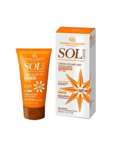 Sol Leon Crema Facial Solar Spf 50 Alta Prot. 50 Ml Bottega Di Lungavita