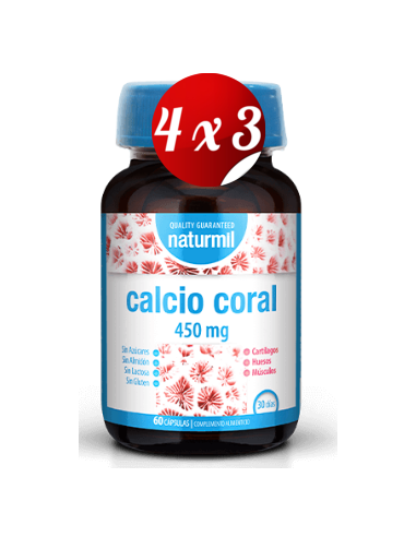 Pack 4x3 uds Calcio Coral 450 Mg  60 Capsulas De Dietmed