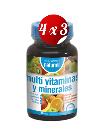 Pack 4x3 uds Multivitaminas & Minerales Perlas 30 Capsulas De Dietmed