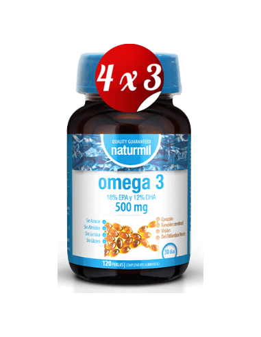 Pack 4x3 uds Ómega 3 500 Mg 18/12 Perlas 120 Capsulas De Dietmed