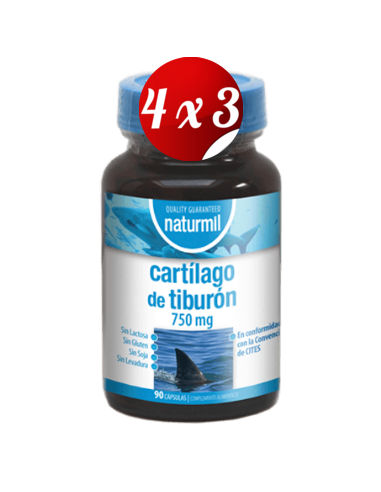 Pack 4x3 uds Cartílago De Tiburón 750 Mg  90 Capsulas De Dietmed