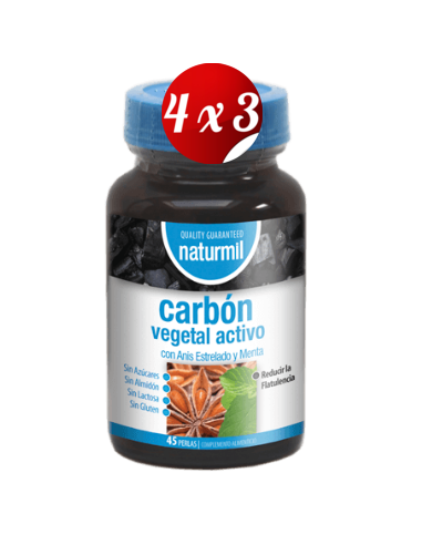 Pack 4x3 uds Carbón Activado Perlas 45 Capsulas De Dietmed