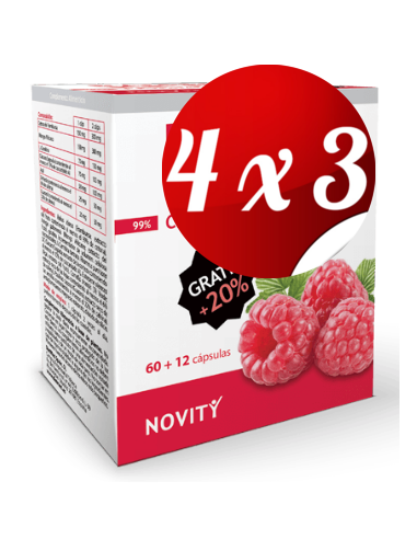 Pack 4x3 uds Raspberry Ketone (Framboesa)  60+12 (72) Capsulas De Dietmed