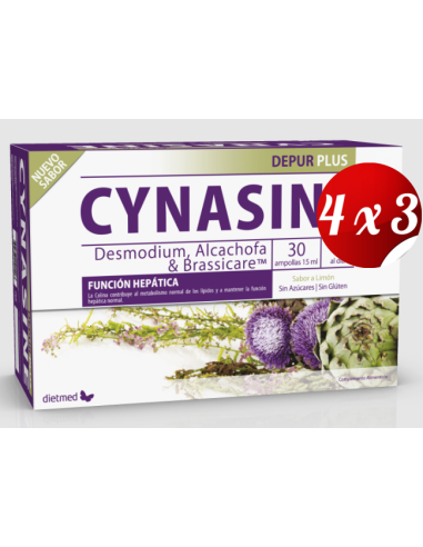 Pack 4x3 uds Cynasine Depur Plus  30 X 15 Ml Ampollas De Dietmed