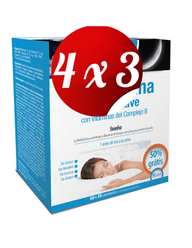 Pack 4x3 uds Melatonina Plus Active 1 Mg  60 + 30 Comprimidos De Dietmed