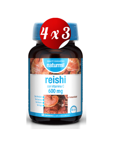 Pack 4x3 uds Reishi 600 Mg   60 Comprimidos De Dietmed