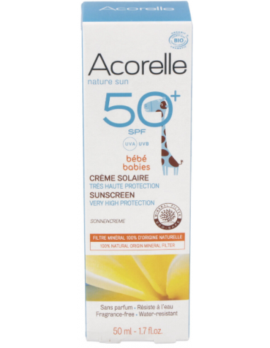 Crema Solar Bebe Spf50+ 50 Mililitros Bio Acorelle