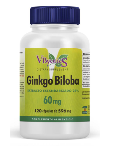 Ginkgo Biloba 60mg 24/6 60 Cápsulas Vegetales Vbyotics