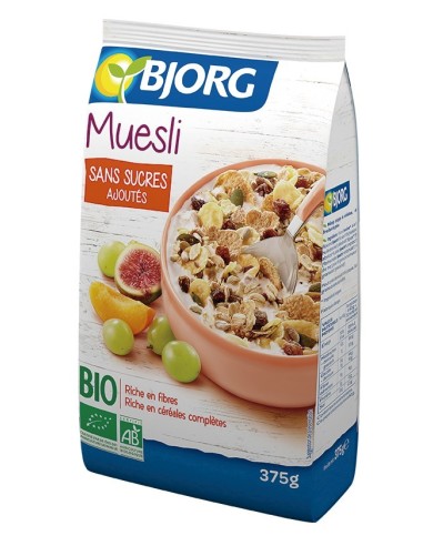 Muesli Frutas Sin Azucar Añadido Bio, 375 G de Bjorg