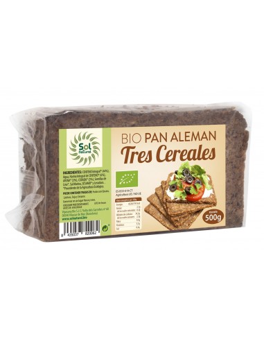 Pan Alemán 3 Cereales Bio 500 Gramos  Sol Natural