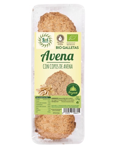 Galletas De Avena Y Agave Bio 175 Gramos  Sol Natural