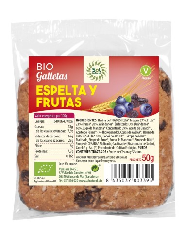 Galletón De Espelta Y Frutas Bio50 gde Sol Natural