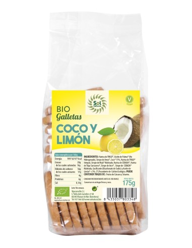 Galletas Con Coco Y Limón Bio 175 Gramos  Sol Natural