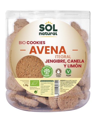 Galletas De Avena Jengibre-Limón Bio 1300 Gramos  Sol Natural