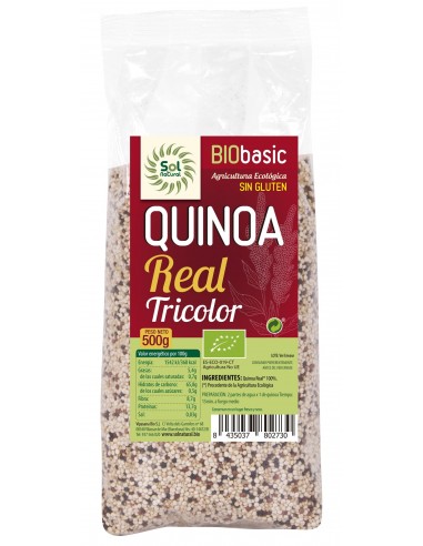 Quinoa Real Tricolor Sin Gluten Bio 500 Gramos  Sol Natural