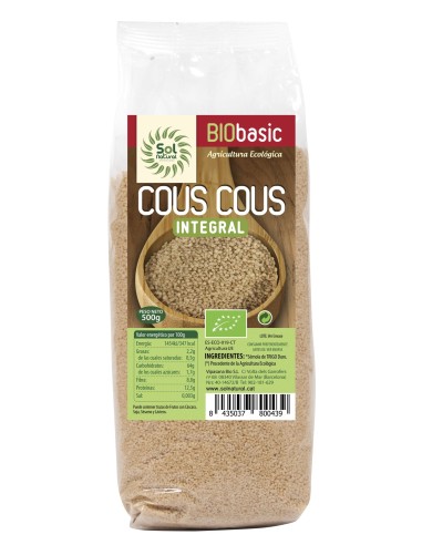 Cous Cous Integral Bio 500 Gramos  Sol Natural