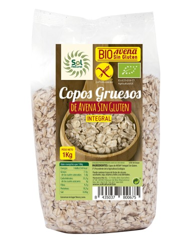 Copos Avena Grueso S/Gluten Familiar Bio  1 Kilo Sol Natural